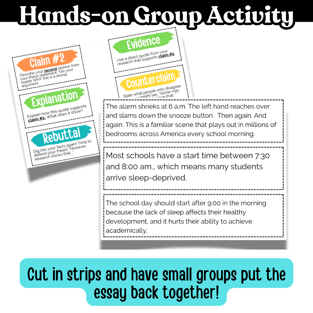 Argument Essay Writing | Deconstruct Activity 6th grade