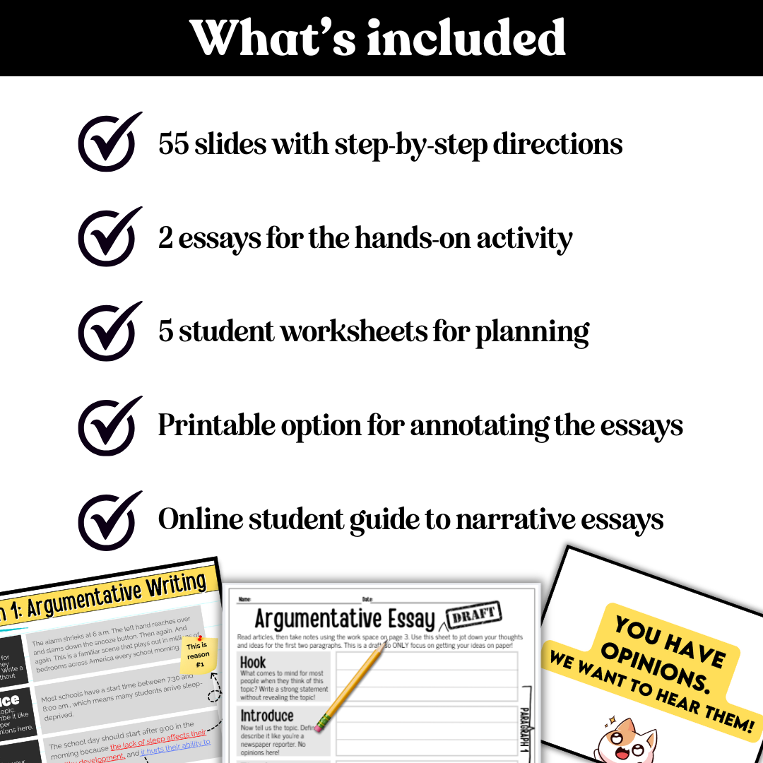 Argument Essay Writing | Deconstruct Activity 6th grade