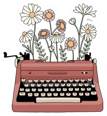 Typewriter with Flowers